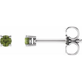 14K White 2.5 mm Natural Peridot Earrings